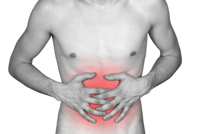 A person's abdominal pain can be a symptom of the presence of parasites